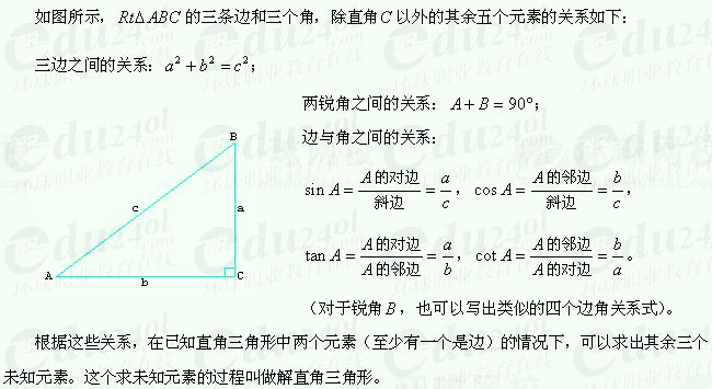 【江苏成考】复习资料文科数学讲义19--解直角三角形